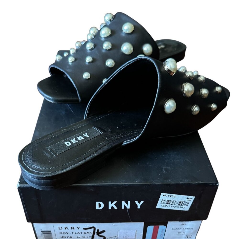 DKNY flat sandals with pearls